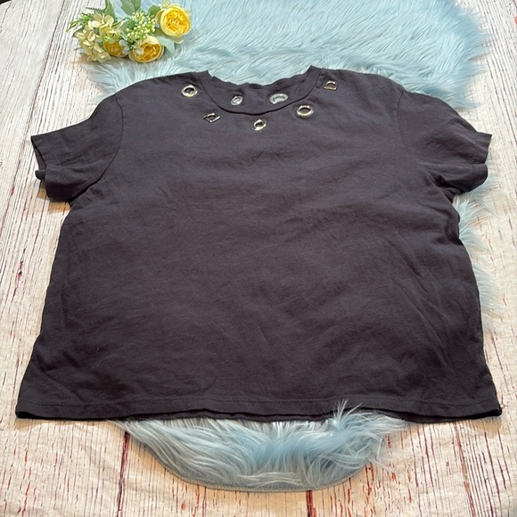 NWOT Monrow Metal Eyelet Short Sleeve Tee sz XL - Picture 1 of 7